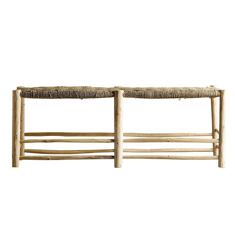 Banco madera y hojas de palma 138cm