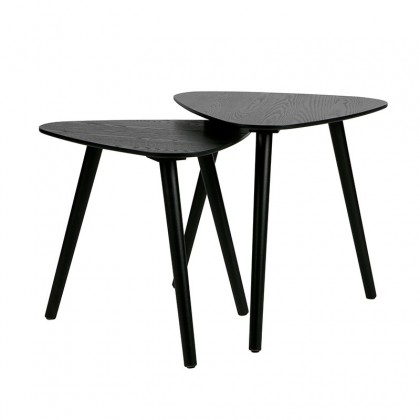 Set mesas auxiliares de madera en color negro