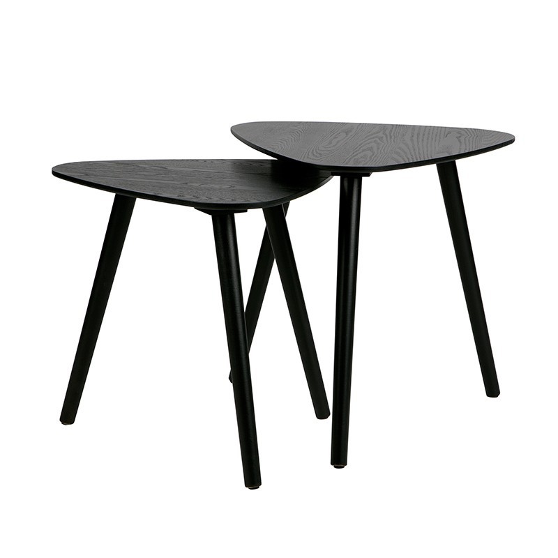 Set mesas auxiliares de madera en color negro