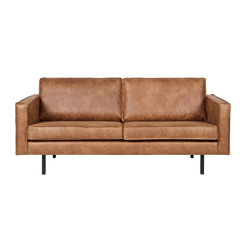 Sofá 2,5 plazas de piel reciclada Cognac