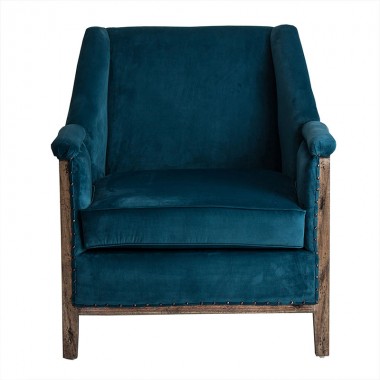 sillón vintage terciopelo azul