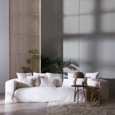 Sofa Ibiza lino blanco 330cm