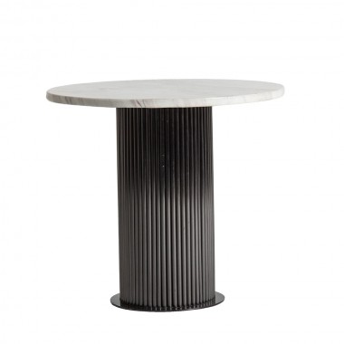 Table d’appoint Coen en acier et marbre, noir/blanc