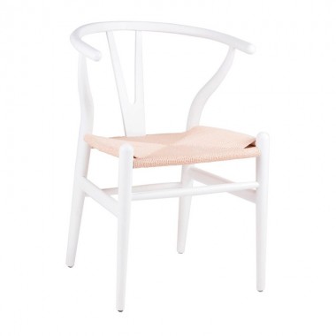 Chaise de salle à manger en bois Wishbone, blanc