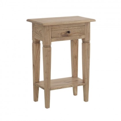 Mesita de noche de madera de mindi con cajón