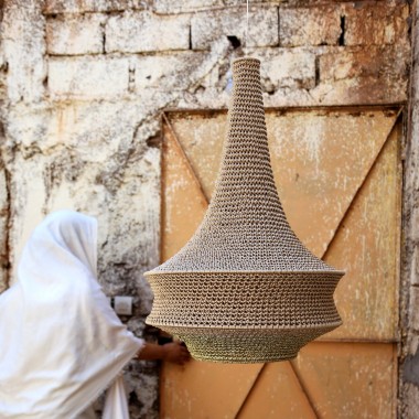 Joosh lampe au crochet Ø42cm, argile marocaine