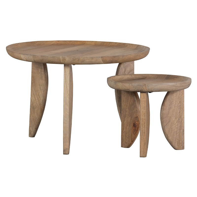 Set 2 mesas auxiliares madera mango