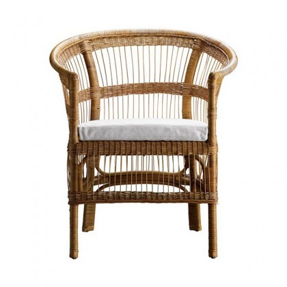 Silla ratán con cojín blanco Palm