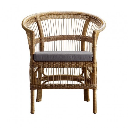 Silla ratán con cojín gris Palm