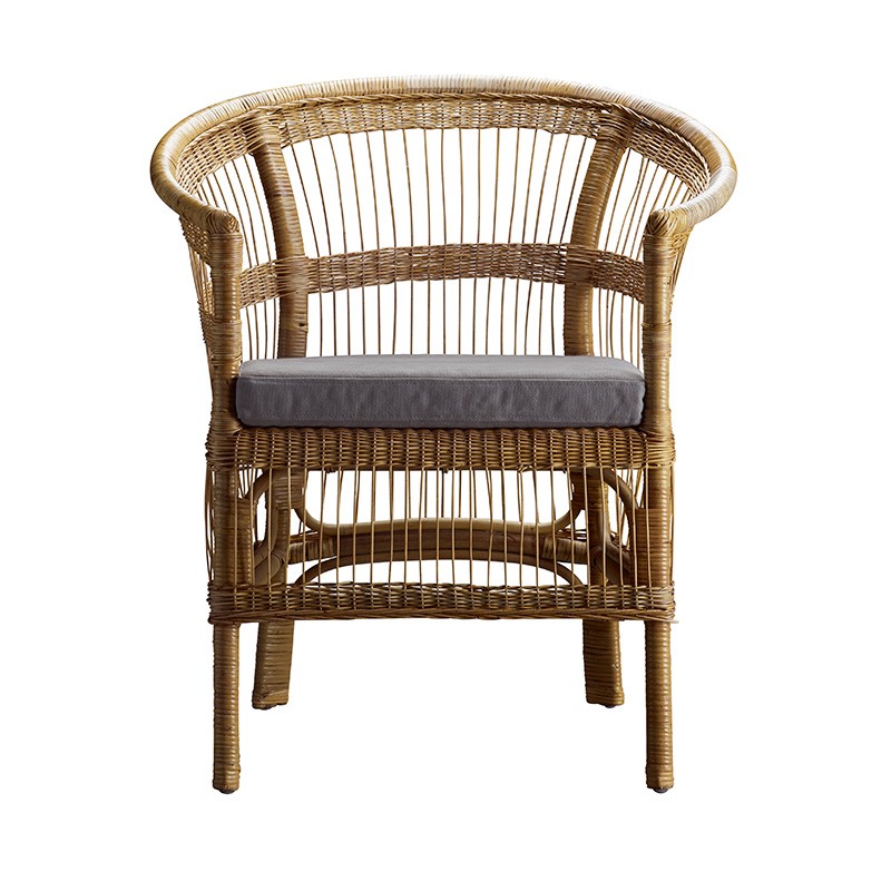 Silla ratán con cojín gris Palm