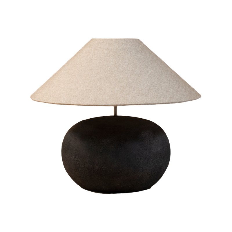 Lámpara de mesa de cemento y piedra negro