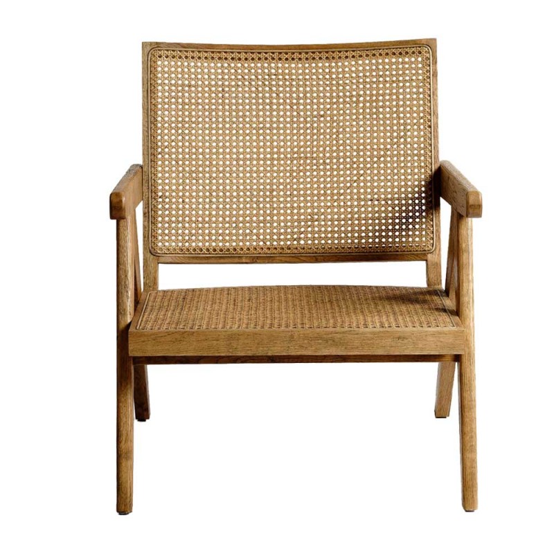 Sillón de roble asiento y respaldo de rejilla Arthur