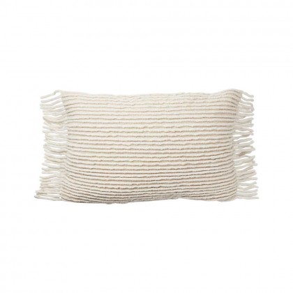 funda cojín algodón y yute natural con flecos