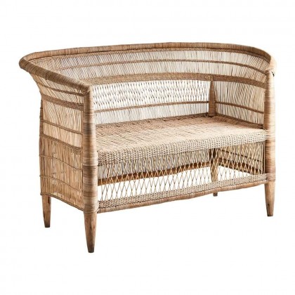 Sofa de 2 plazas de ratán y madera