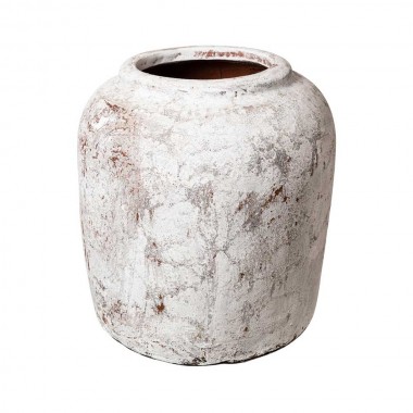 Vase blanc en terre cuite-taupé 45