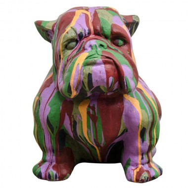 Figurine de bouledogue, multicolore