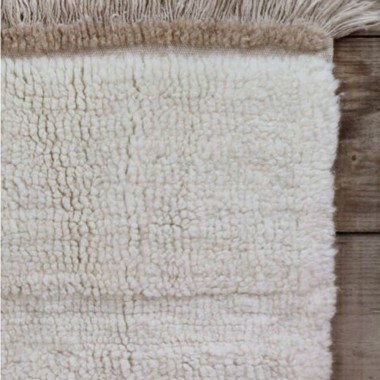 Tapis rectangulaire en laine steppe, blanc