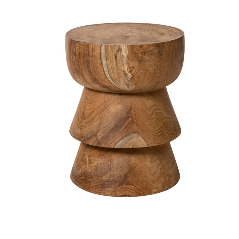 Taburete bajo/ mesita auxiliar de madera de teca natural Ø35cm