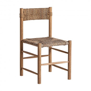 Chaise de salle à manger en bois de teck et fibres de Manhula