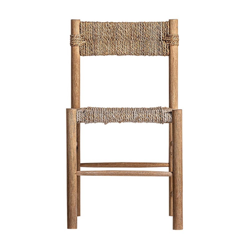 Silla comedor madera de teca y fibras naturales en asiento y respaldo