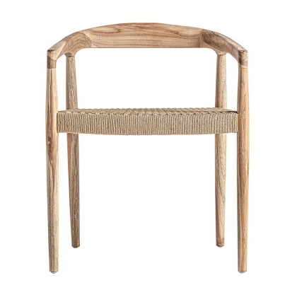 Silla comedor reposabrazos teca y cuerda Caén