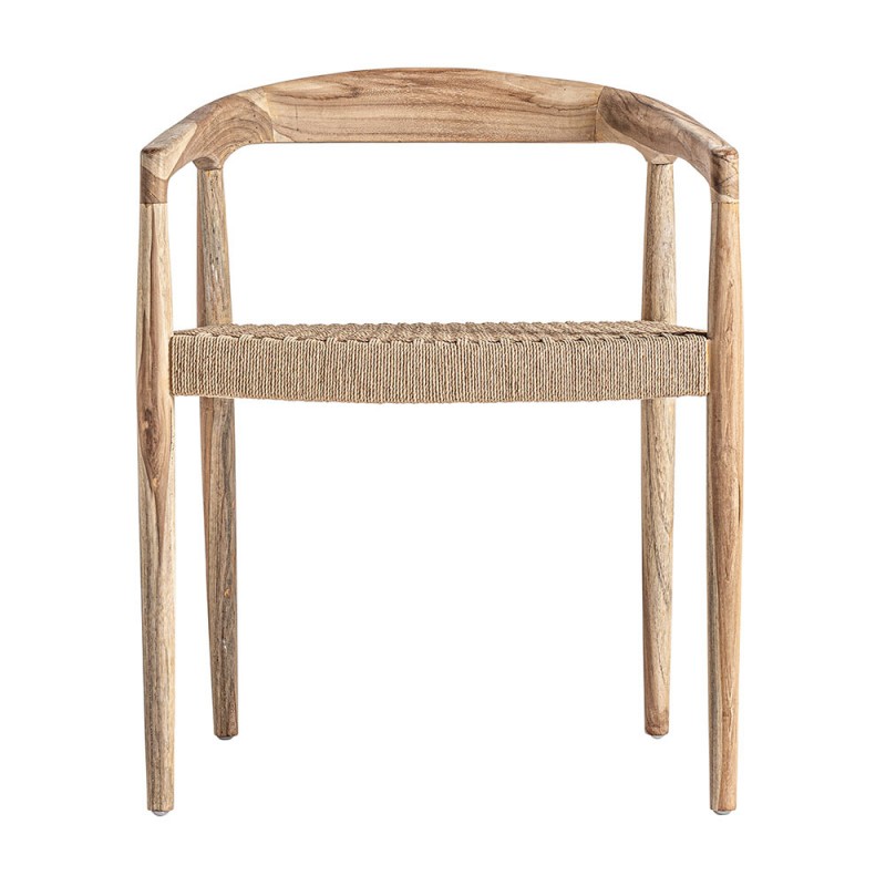 Silla comedor reposabrazos teca y cuerda Caén