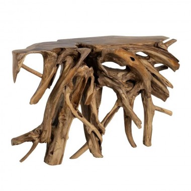 Table console en bois de teck naturel 120cm