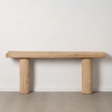 Table console en bois naturel d’orme recyclé
