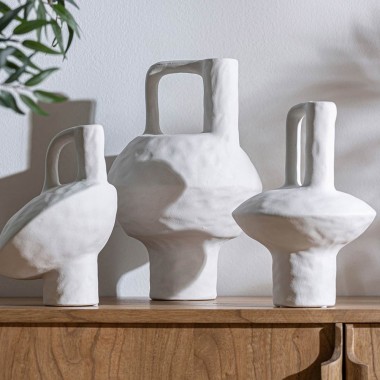 Vase en céramique Bleck blanc 34cm