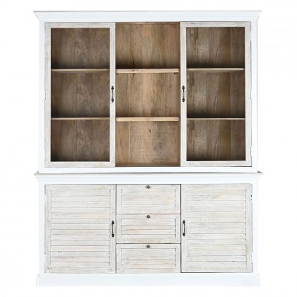 vitrina rústica de madera y blanco decapado