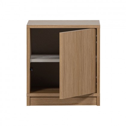 mueble bajo modular de roble estilo contemporáneo.