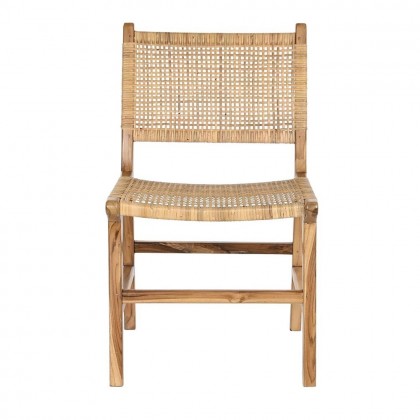 Silla comedor teca y ratán Nica, marrón claro