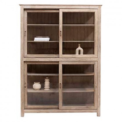 Vitrina madera reciclada y cristal 210cm