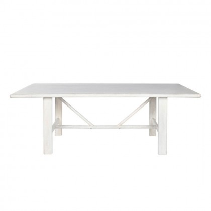 mesa comedor rectangular blanco estilo mediterráneo y robusta