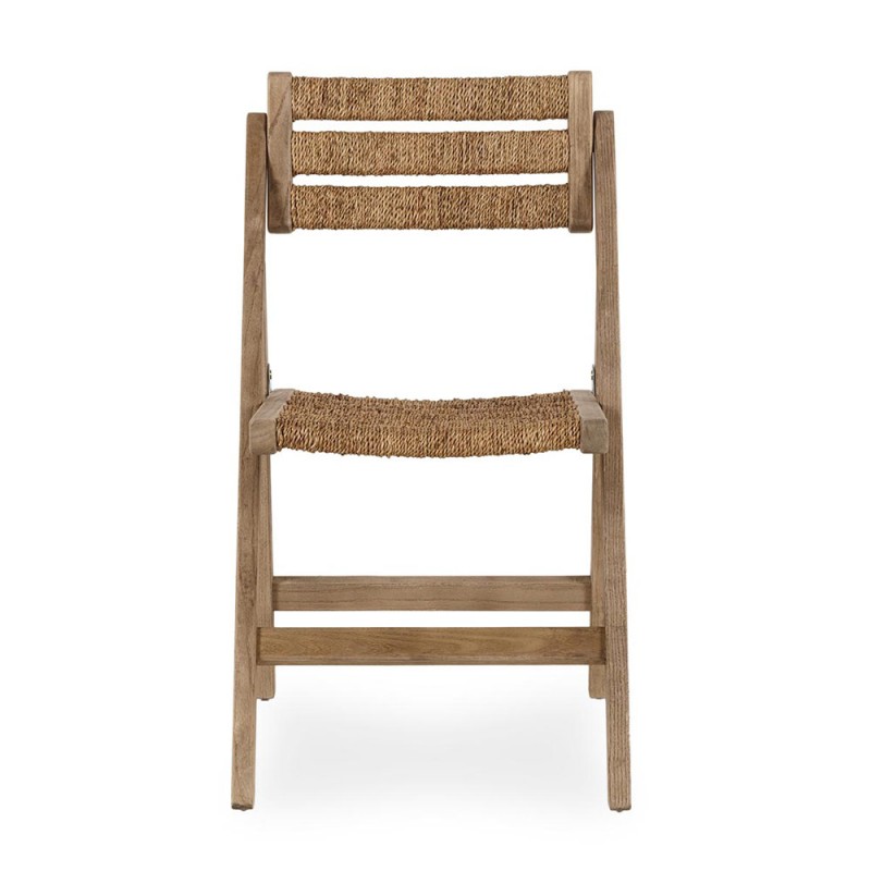Silla comedor plegable madera de olmo y ratán