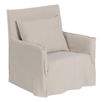 Sillón tela lino y algodón, beige