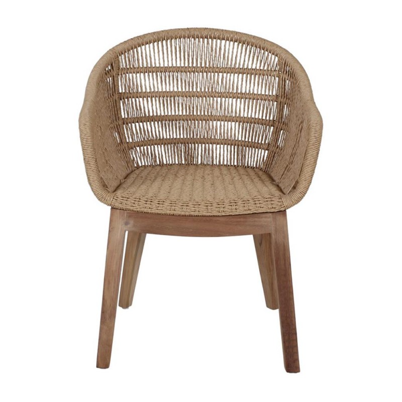 Silla de estilo mediterráneo es con estructura de madera maciza tropical y cuerda trenzada