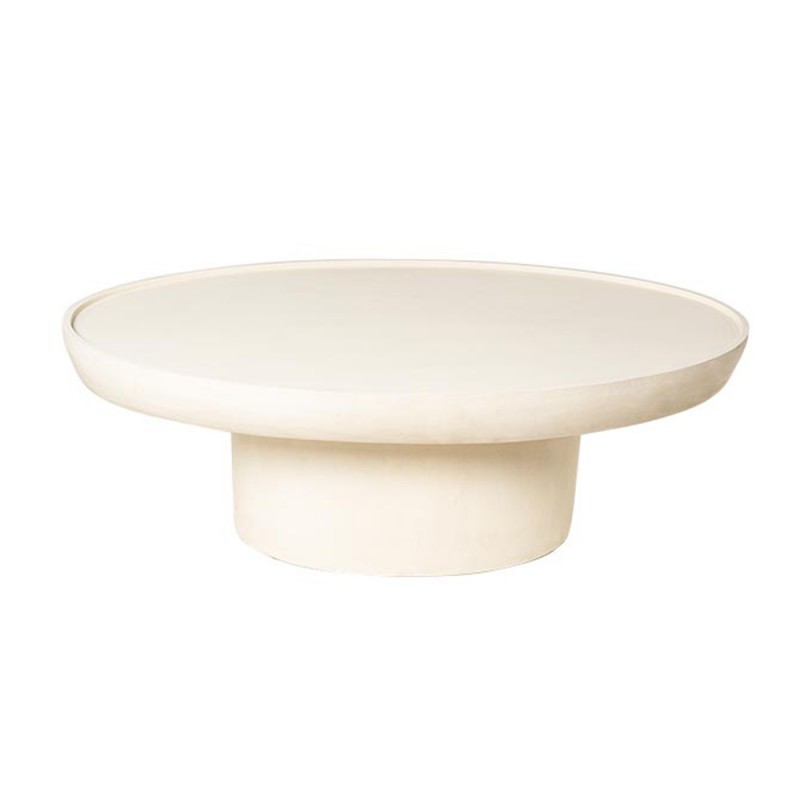 Mesa centro minimalista 120cm de madera de mango, imitación cemente blanco
