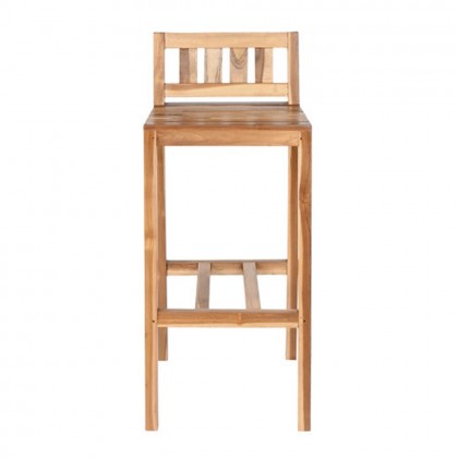 Taburete alto madera teca  con respaldo