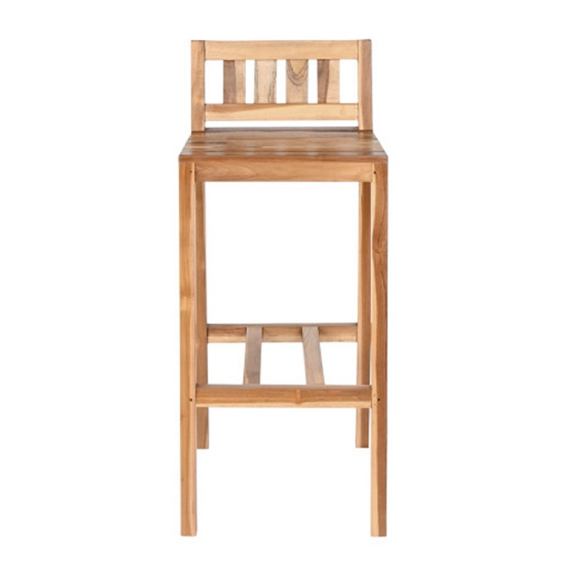 Taburete alto madera teca  con respaldo