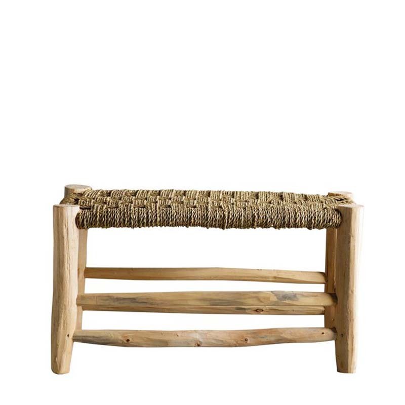 Banco madera y hojas de palma  60cm x30cm alto
