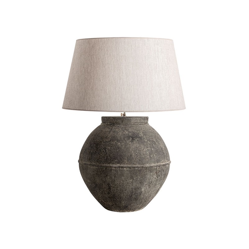 Lámpara de sobremesa de estilo vintage de terracota negro y lino