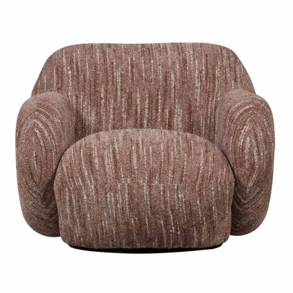 Sillón giratorio elegante y cómodo tapizado con tela suave 100% poliéster con un divertido diseño, en color rosa antiguo.