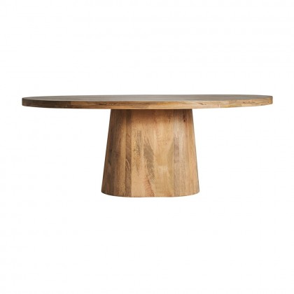 Mesa de comedor ovalada y pata central, en madera de mango 200cm