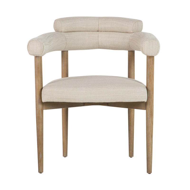 silla comedor de madera y tapizada beige, estilo contemporáneo