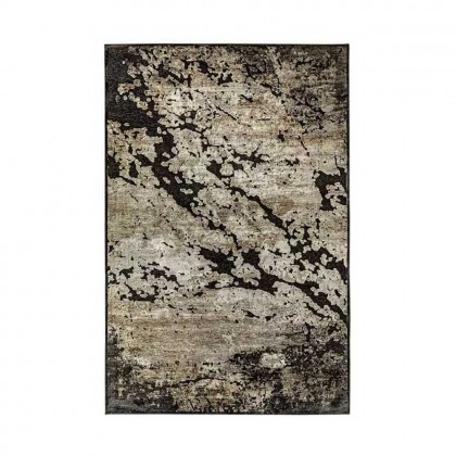 Alfombra rectangular color negro de pelo corto elaborada en chenilla y viscosa