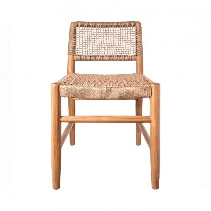 silla comedor teca y cuerda sintética para exterior