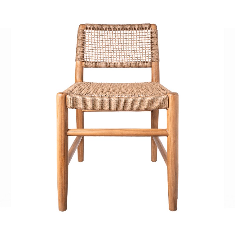 silla comedor teca y cuerda sintética para exterior
