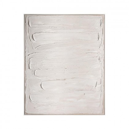 Cuadro de estilo contemporáneo, pintado sobre lienzo en color blanco roto con texturas