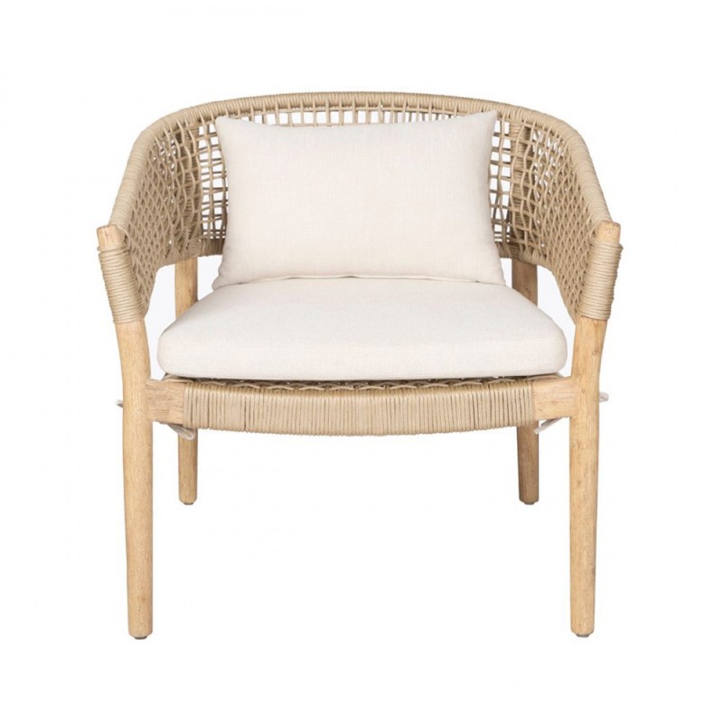 Sillón de exterior madera y cuerda natural
